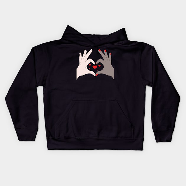 Hands Making Heart Shape Love Sign Language Valentine's Day Kids Hoodie by Okuadinya